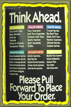 Drive Through menu poster